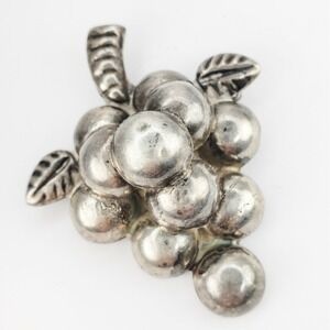 Sterling Silver 925 Grapes Taxco Mexico Brooch Pin